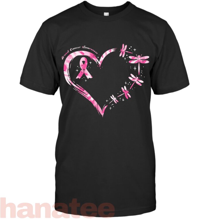 Breast Cancer Heart Dragonflies