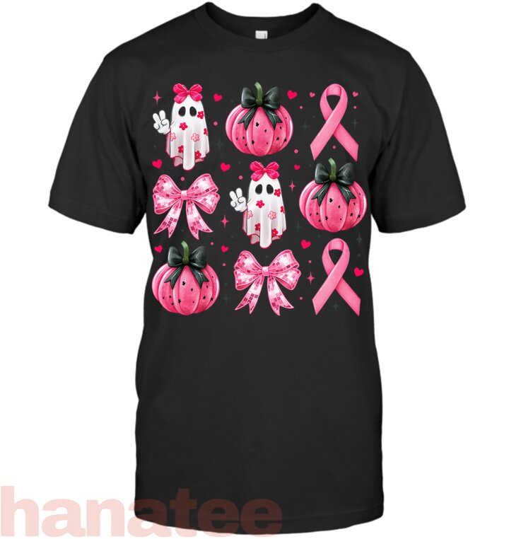 Breast Cancer Halloween Ghost Pumpkin Coquette