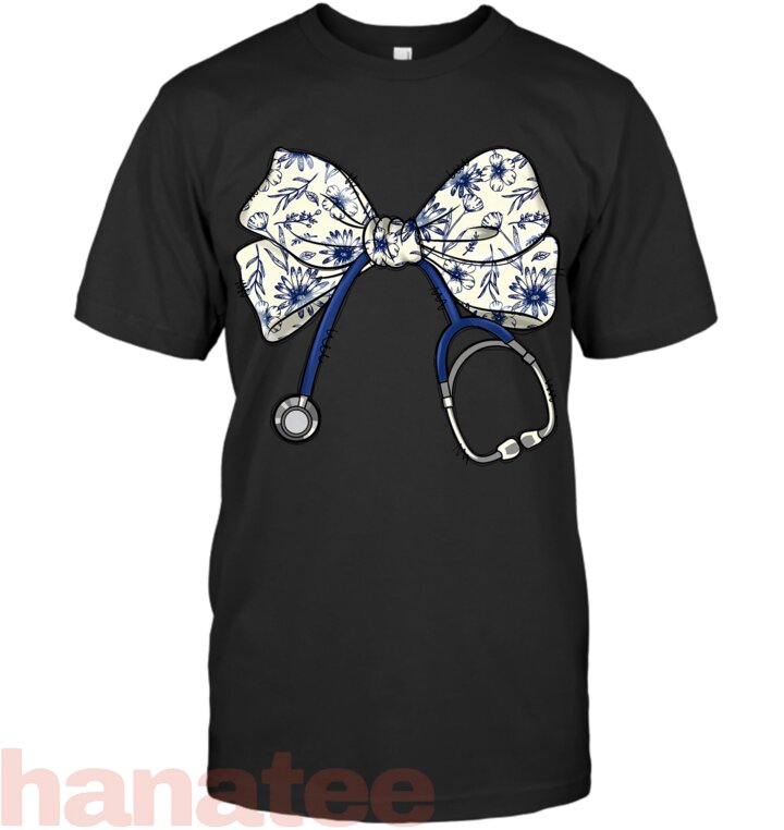 Floral Blue Coquette Bow Nurse Stethoscope