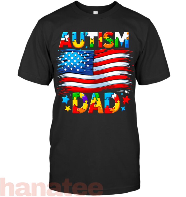 Autism Dad Awareness USA American Flag