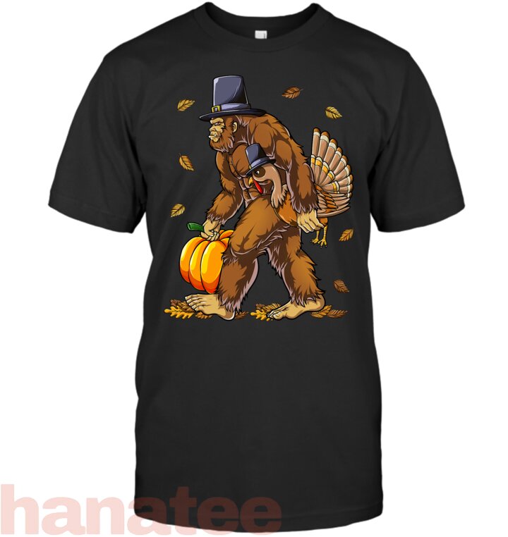 Bigfoot Pilgrim Turkey Pumpkin Thanksgiving Day