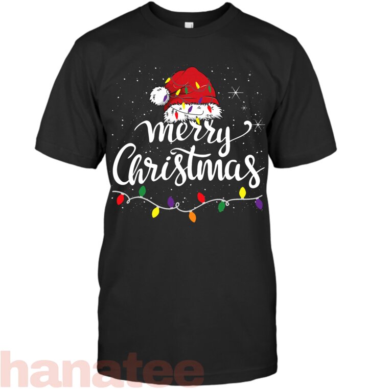 Merry Christmas Lights Red Santa Hat
