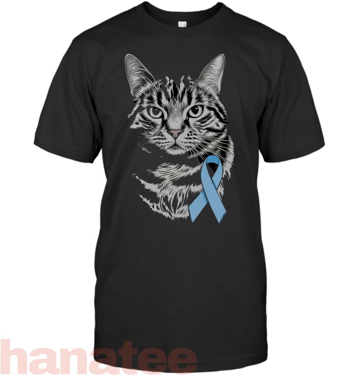 Cat Light Blue Ribbon Support Prostate Cancer Awareness