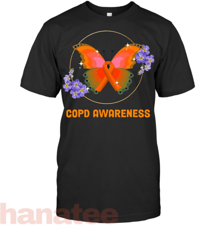 Cute Butterfly & Ribbon Vintage COPD Awareness