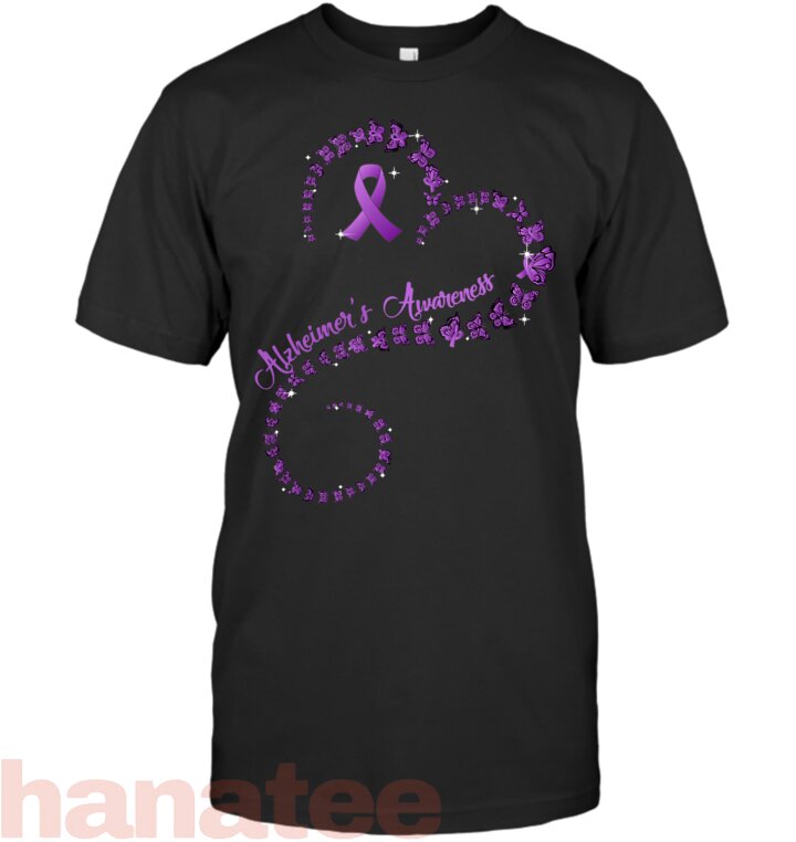 Purple Ribbon Butterfly Heart Alzheimer_s awareness Tank Top