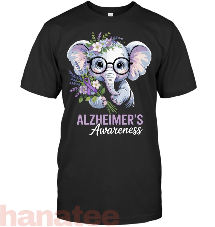 I_ll Remember For You Purple Elephant Alzheimer_s Awareness T-Shirt (2)