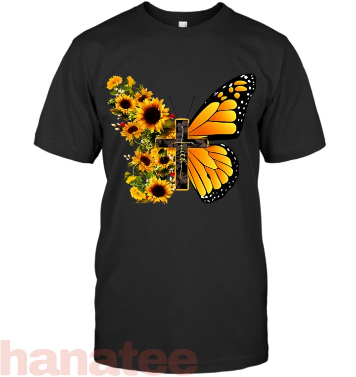 Faith Cross Sunflower Butterfly Christian