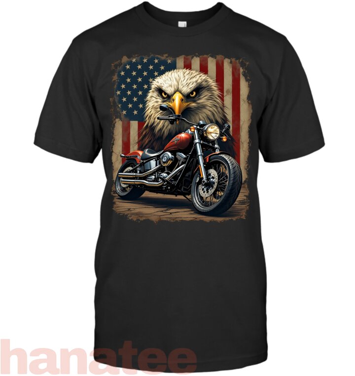 Motorcycle USA Flag Retro Biker Chopper