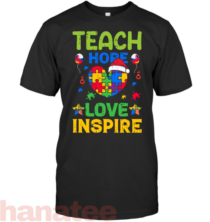 Teach Hope Love Inspire Christmas Pajama Autism
