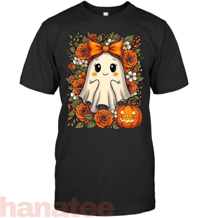 Cute Ghost Pumpkin Floral