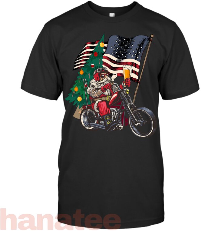 Santa Riding Motorcycle On Christmas