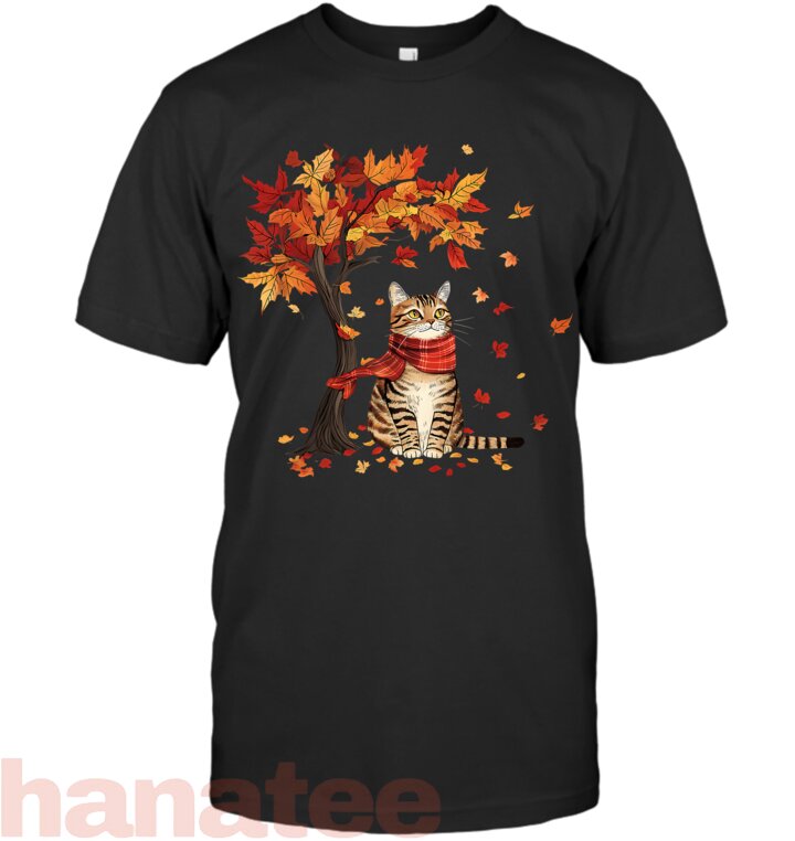Cat Leaf Fall Tree Hello Autumn Thanksgiving