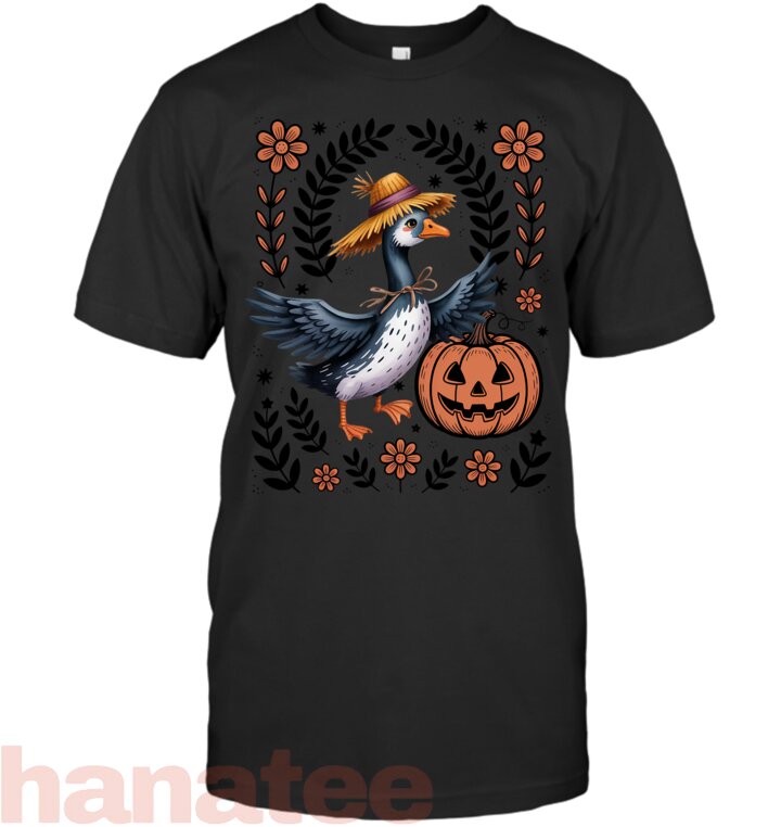 Floral Silly Goose Fall Halloween Pumpkin Patch