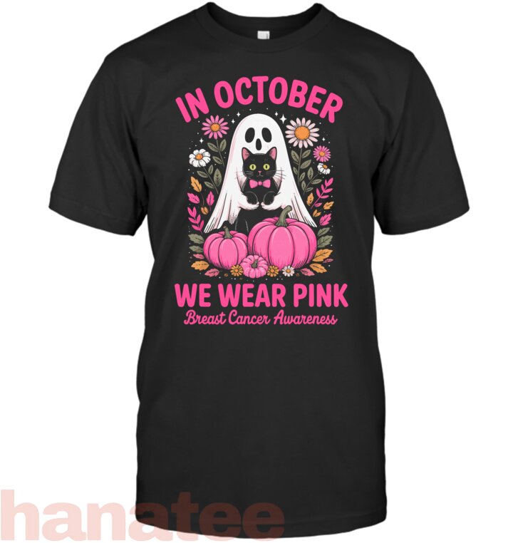 Breast Cancer Women Halloween Ghosts in October We Wear Pink