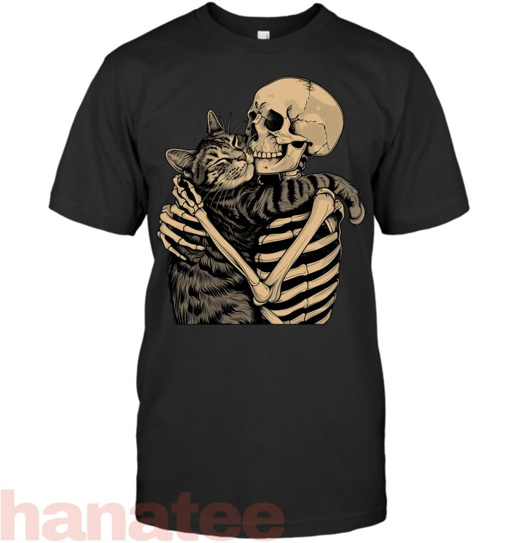 Skeleton Hugging Cat Halloween