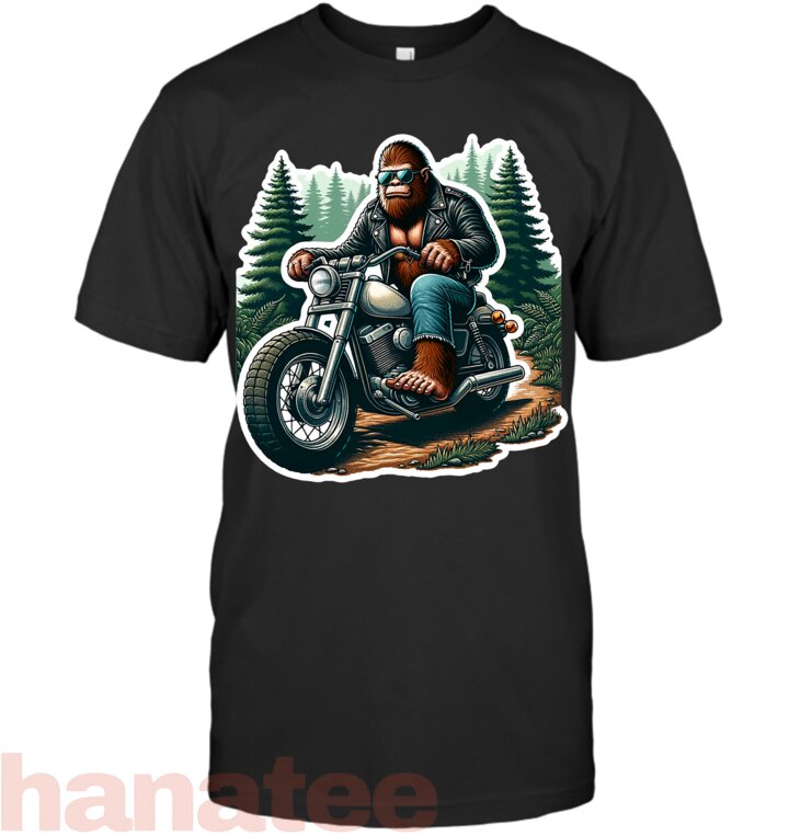 Funny Bigfoot Sasquatch Riding Motorcycle Biker
