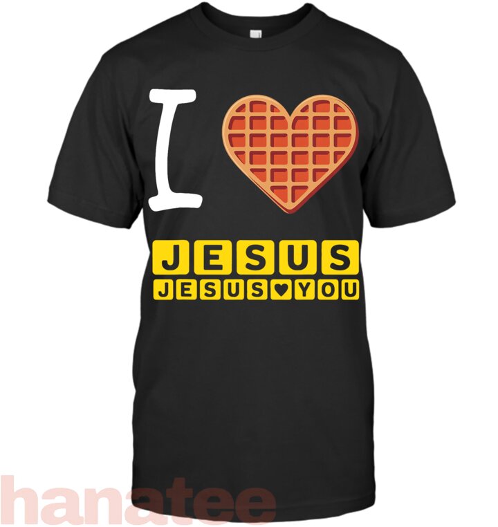 I Love Jesus Waffle Heart Funny Christian Breakfast T-Shirt