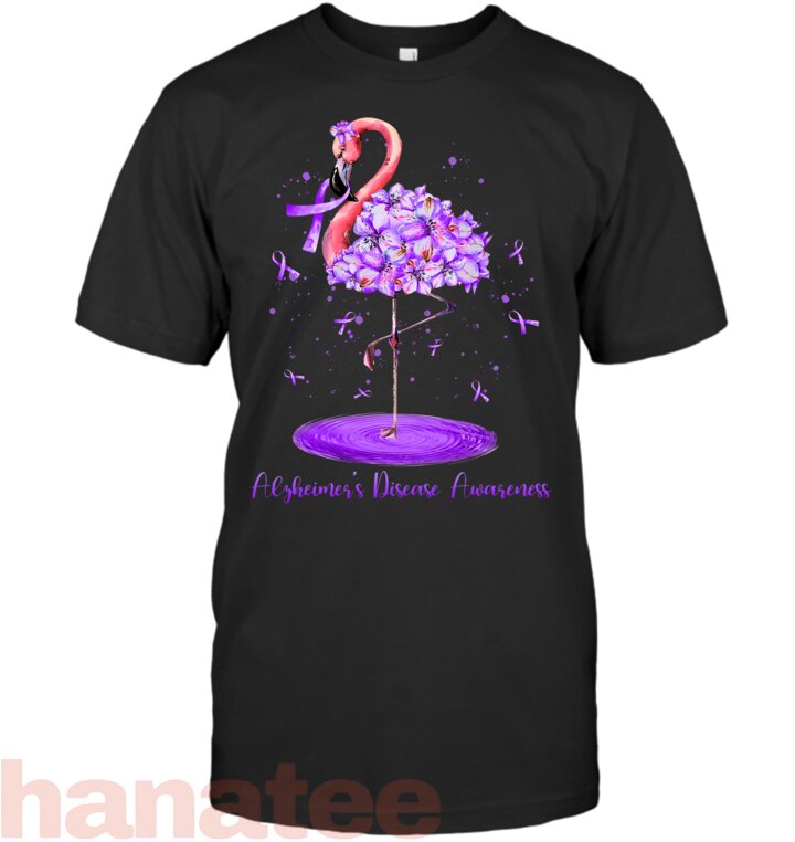 Purple Flamingo Alzheimers Disease Awareness Month November T-Shirt