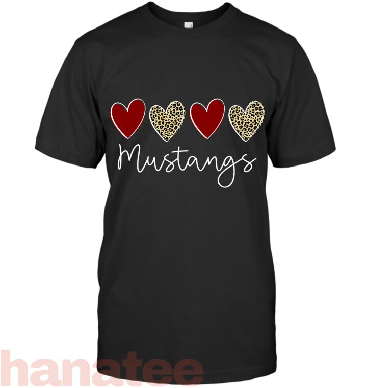 Mustangs Team School Spirit  Leopard Hearts
