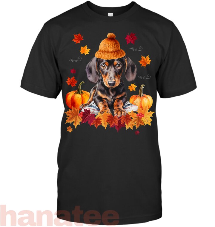 Dachshund Hello Autumn Leaf Fall