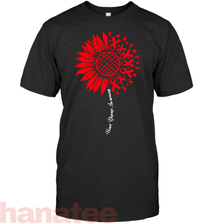 Heart Disease Awareness Month Sunflower For Women Go Red T-Shirt