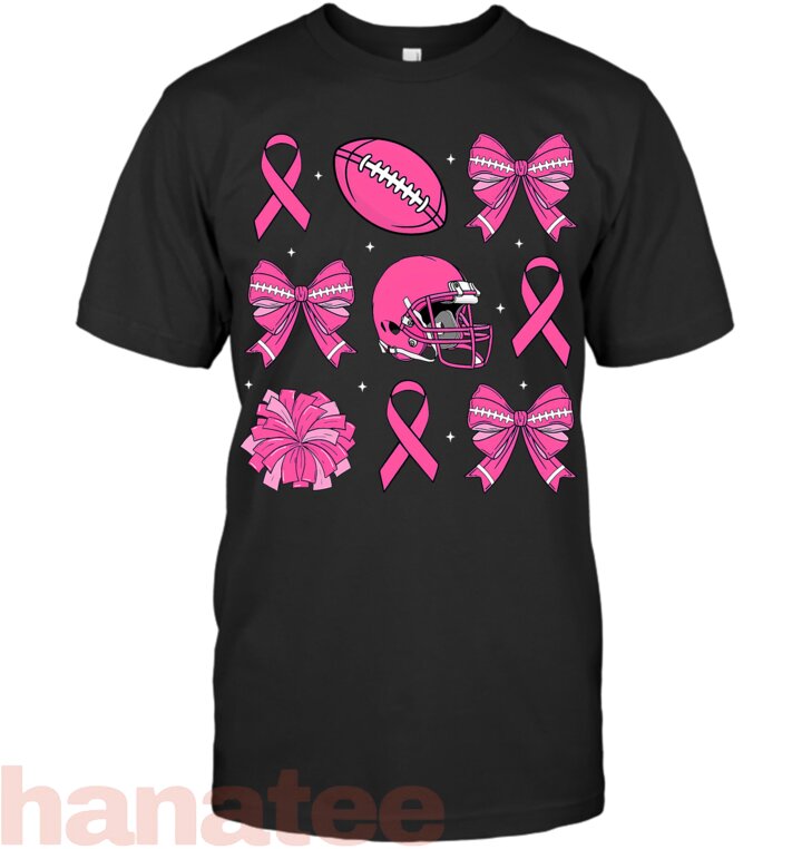 Cheer For The Cure Coquette Bow Football Breast Cancer
