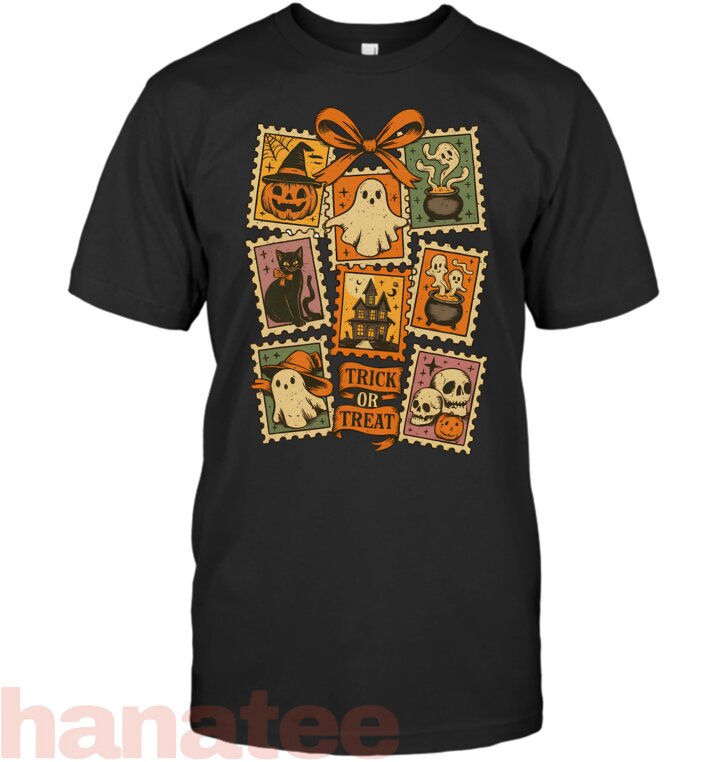 Stamp Icons Funny Halloween Cat Ghost
