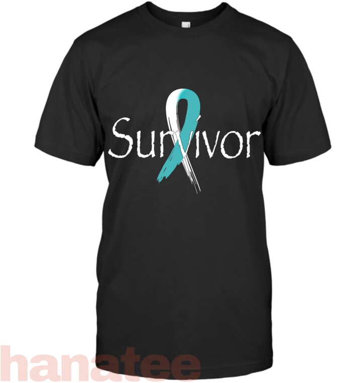 Cervical Cancer Survivor Teal White Ribbon