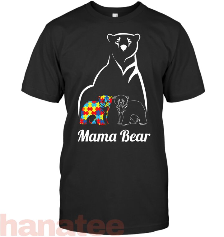 Autism Awareness Mama Bear Mom Autistic Child T-Shirt Small