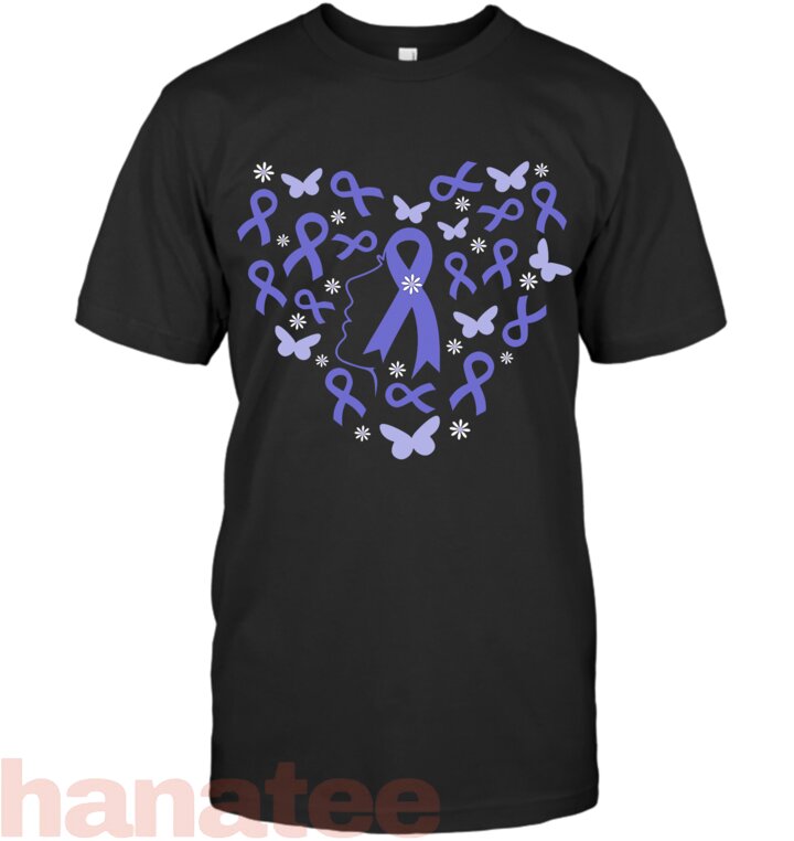 Heart Woman Support Stomach Cancer Warrior Periwinkle Ribbon T-Shirt