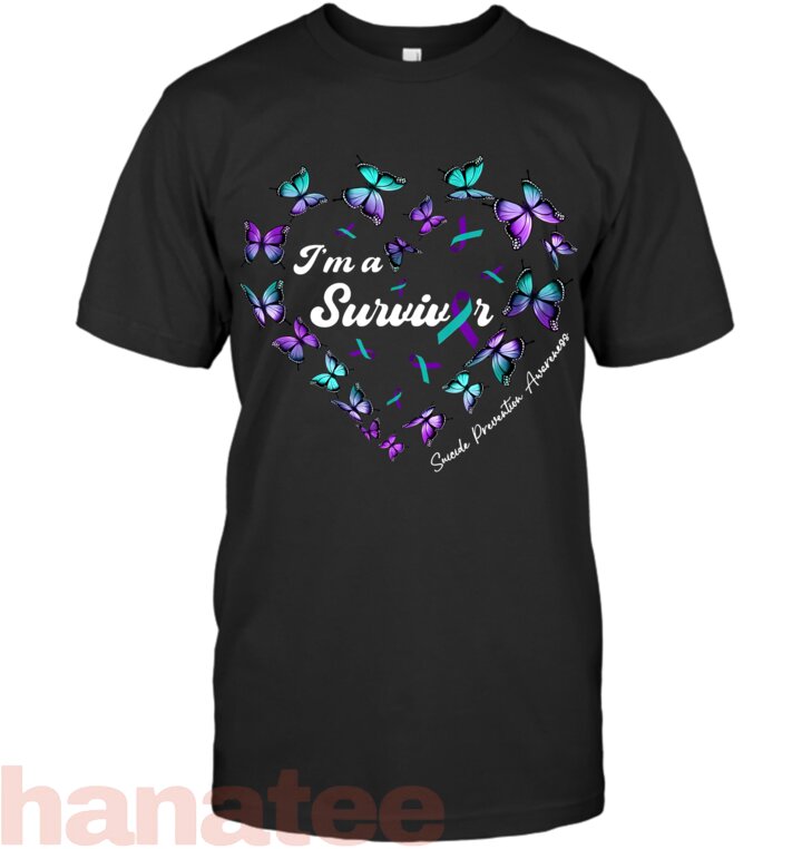I_m A Survivor Suicide Prevention Butterfly Heart