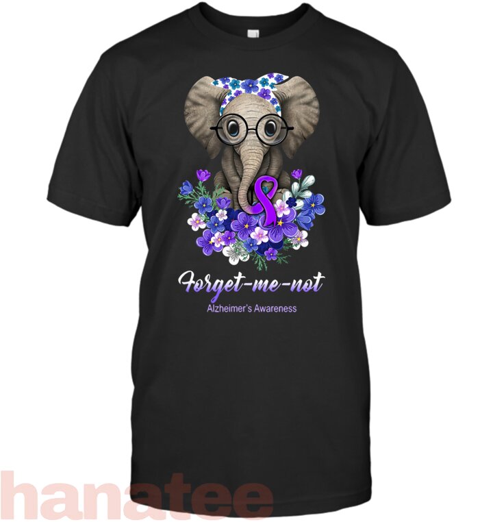 Forget me not Alzheimer_s Awareness Elephant Flower T-Shirt