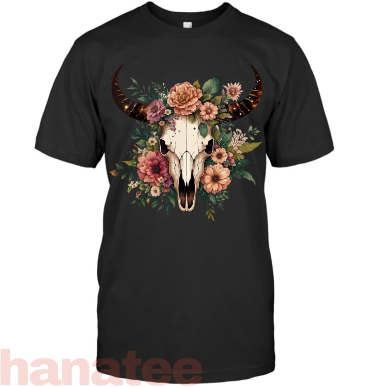 Boho Cow Bull Flowers Wild Western Cowgirl