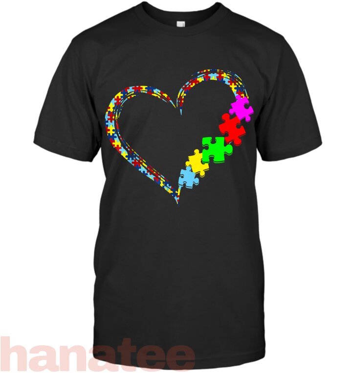 Autism Awareness Love Heart Puzzle Piece Gift Men Women T-Shirt Small