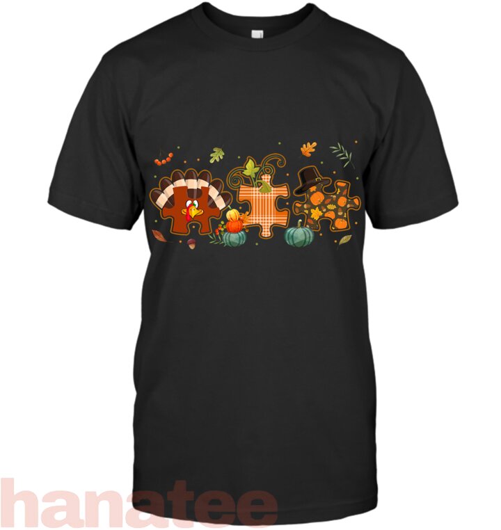 Cute Turkey Autism Awareness Puzzle Pumpkin Thanksgiving Day