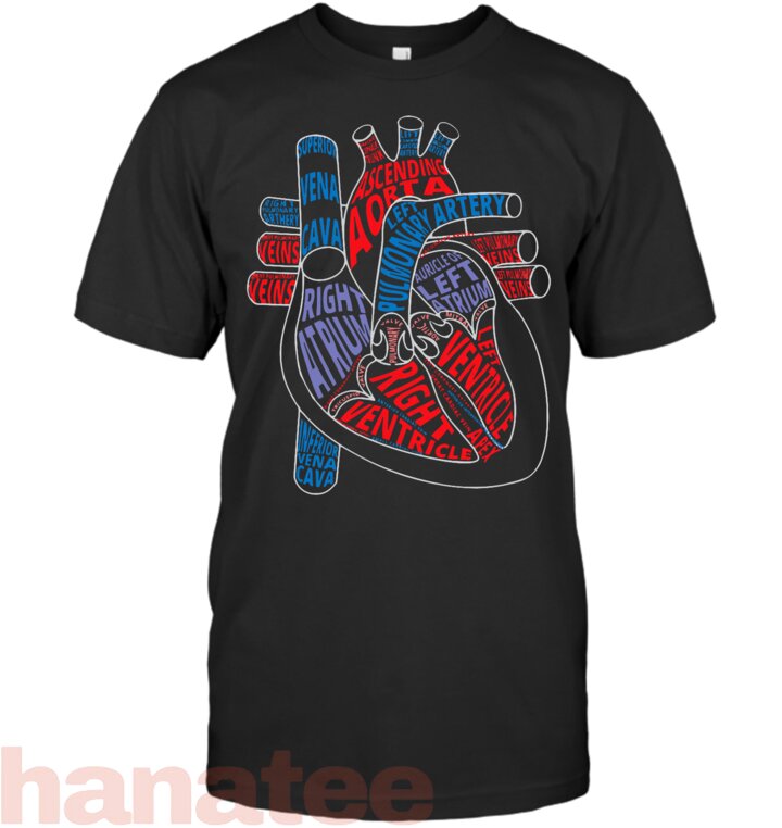 Parts of heart Tshirt Anatomical heart Gift for cardiologist T-Shirt