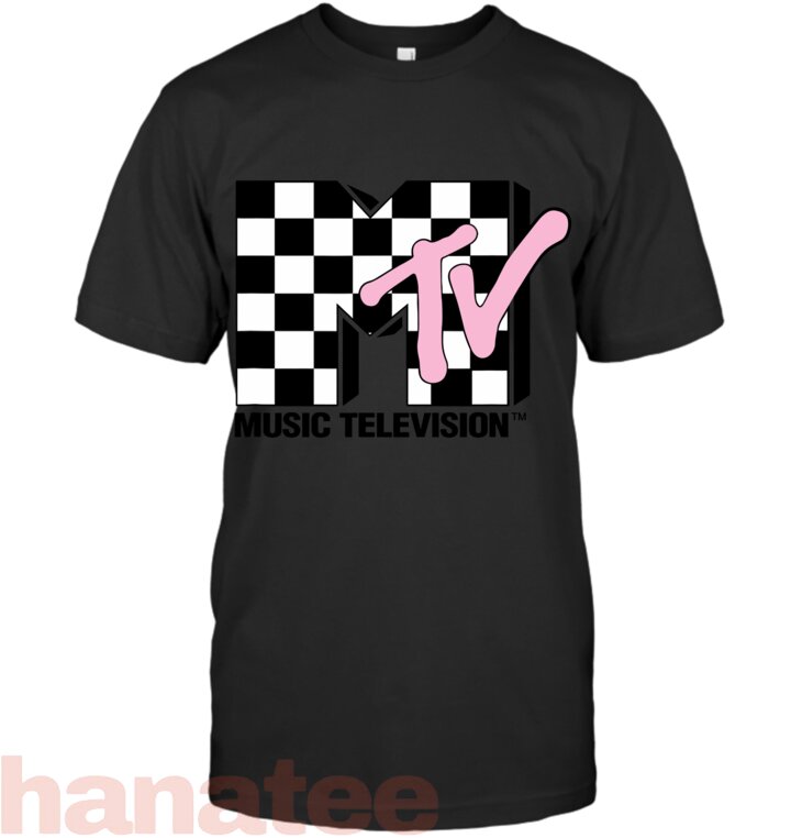 Retro 80_s Pink Neon Checkerboard Music Television