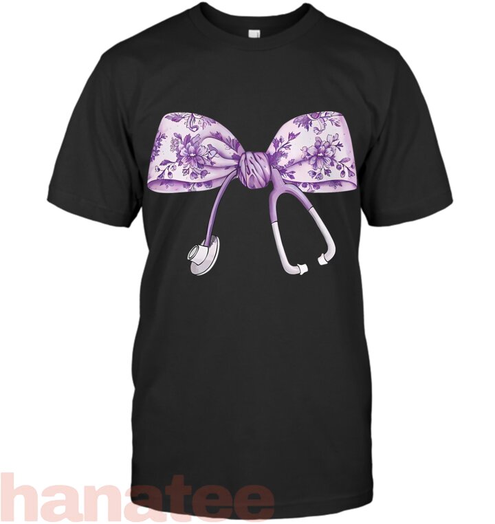 Cute Floral purple Coquette Bow Stethoscope Nurse