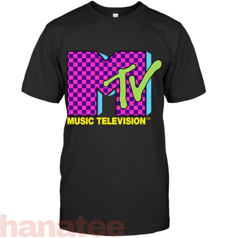 Retro 80_s Neon Pink Checkerboard Music Television