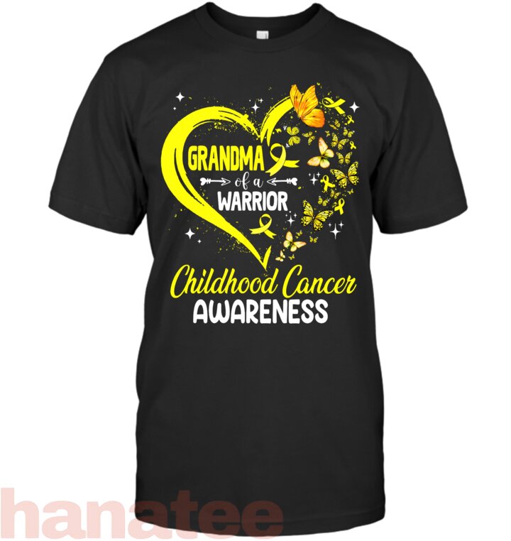 Grandma Of A Warrior Gold Heart Childhood Cancer Awareness