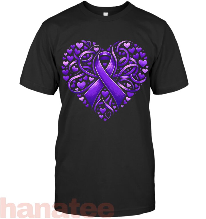 Purple Ribbon Heart Pancreatic Cancer