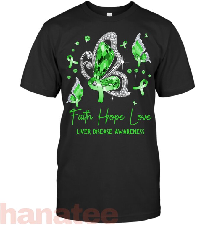 Faith Hope Love Butterfly Green Liver