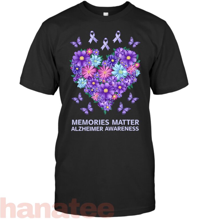 Alzheimer Awareness for Men and Women Purple Flower T-Shirt