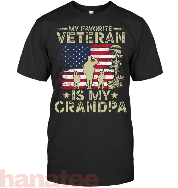 My Favorite Veteran Is My Grandpa Kids Veterans Day Military T-Shirt