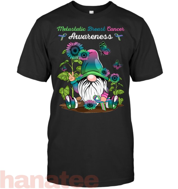 Metastatic Breast Cancer Gnome With Green Teal Pink Ribbon