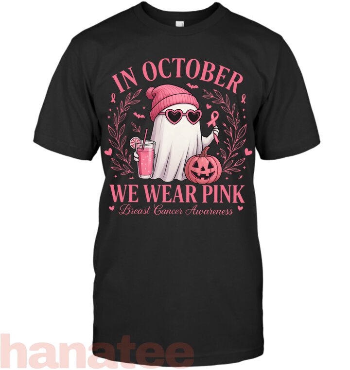 In October We Wear Pink Breast Cancer Cute Halloween