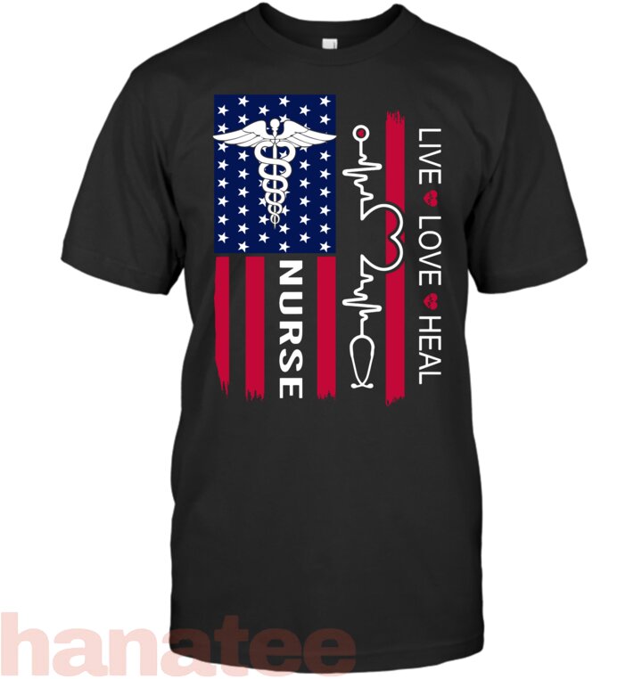Nurse Stethoscope Heartbeat American Flag