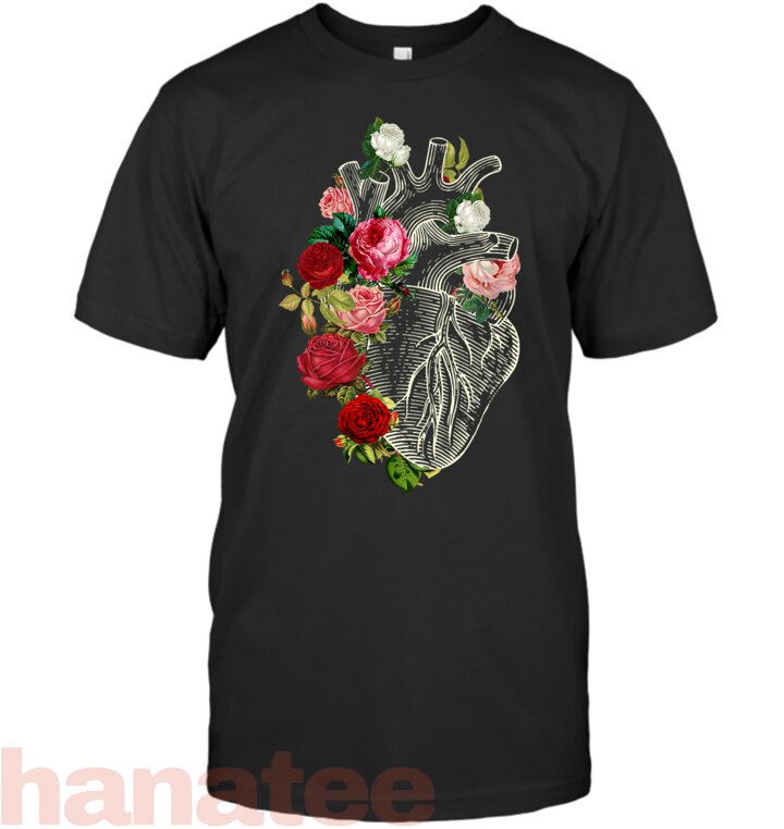 Anatomical Heart Floral Organ Cardiology Cardiac Nurse T-Shirt