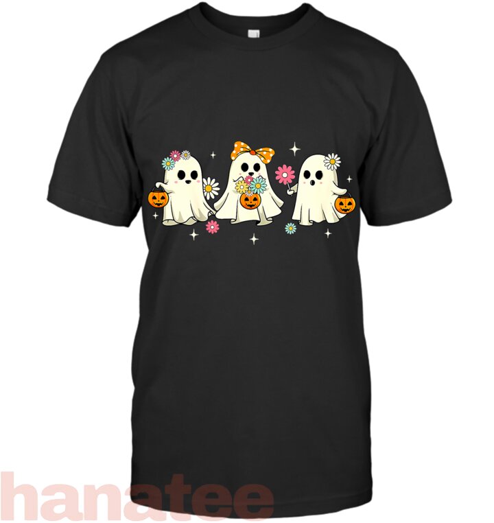 Cute Ghost Floral Groovy Vintage