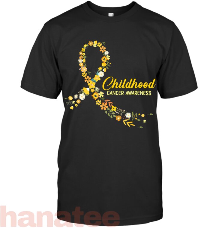 Hippie Flower Gold Ribbon Support Childhood Cancer